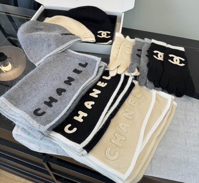 Chanel scarf hat gloves dx05